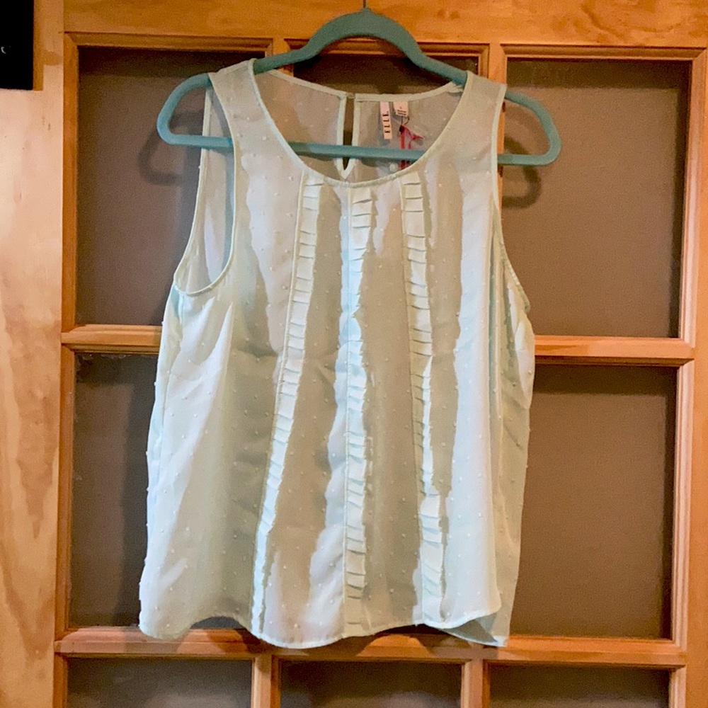 We are selling a mint green tank top blouse.